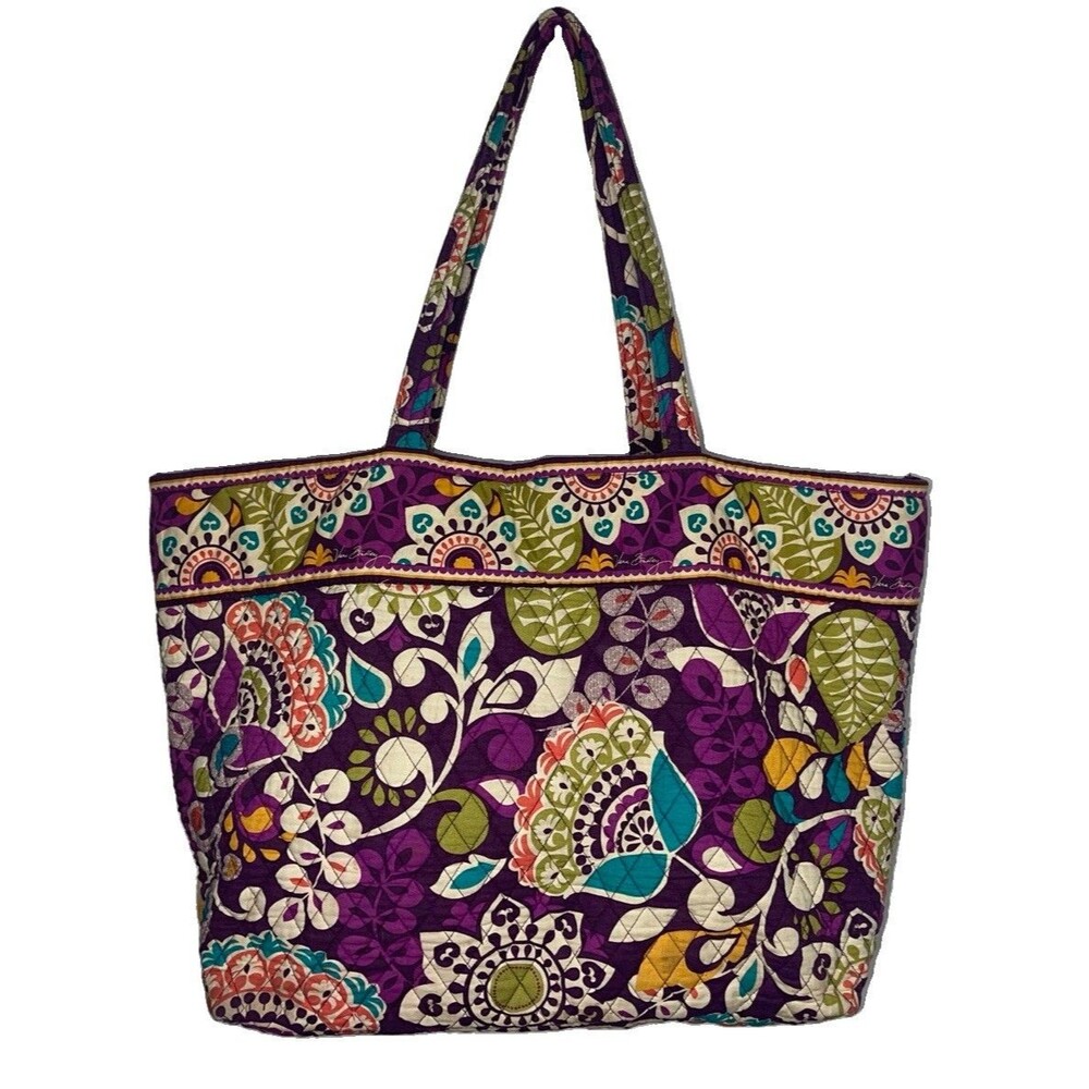 VERA BRADLEY Grand Open Tote Travel Bag Plum Crazy Retired Purple Quilted Floral